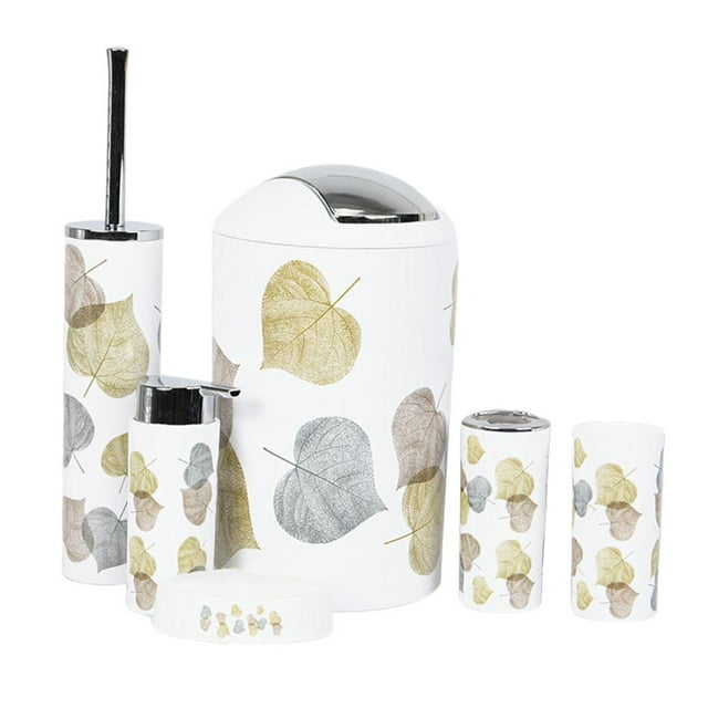 DOLITY Luxury Bathroom Accessories Set -6Pack Plastic Bathroom Set with Soap Dispenser,