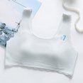 thumbnail image 3 of Xfvqtps Girls Bras with Padded Fixed Cup Seamless Wavy Edge Ice Silk Cooling Training Bra for Teen Big Kids Clavar N7 Embroidery Comfortable Breathable Girls Bras for 12-15 Years Gray, 3 of 6