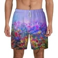 thumbnail image 3 of Uemuo Colorful Purple Cosmos Flower Pattern Mens Swim Trunks Quick Dry Board Shorts with Mesh Lining, Stretch Beach Shorts Quick Dry No-Chafing Board Shorts-XX-Large, 3 of 9