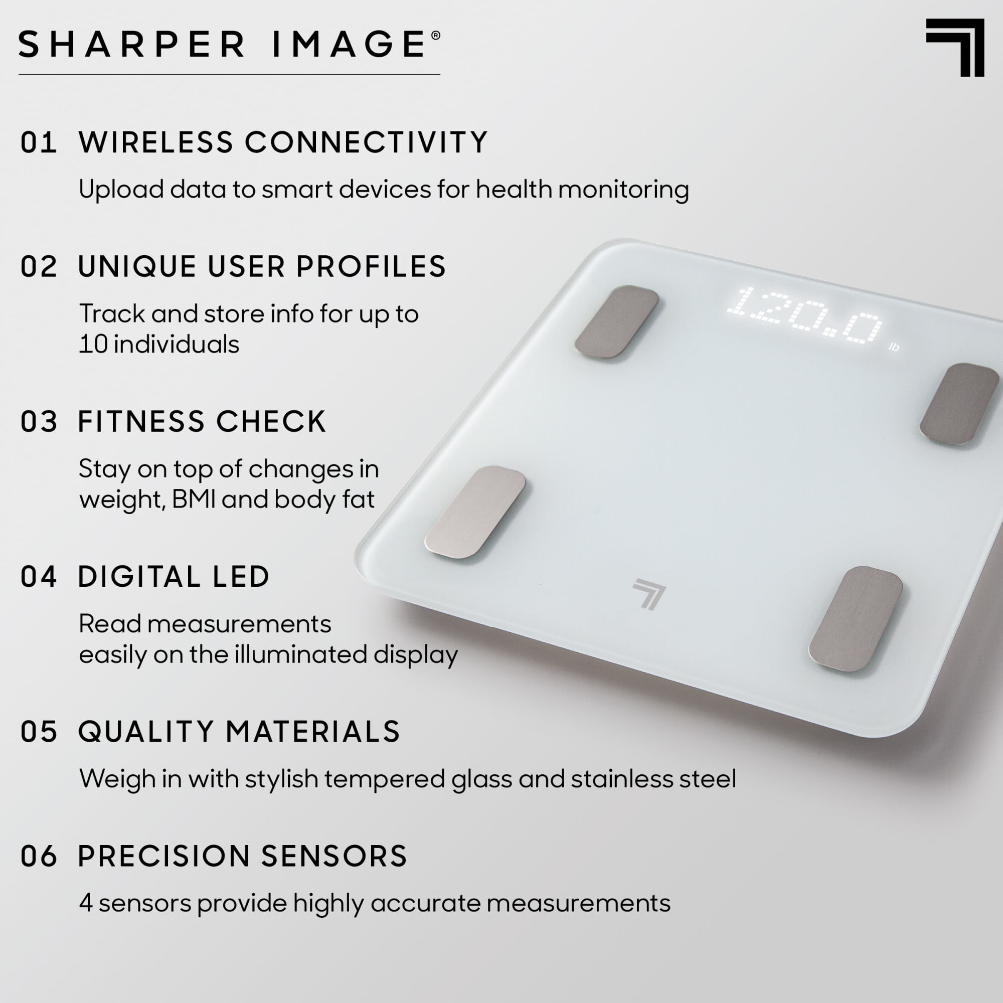 Sharper Image SpaStudio Digital Scale Wi-Fi Smart Full Body Composition  Scale 1015793, Color: Whitegrey - JCPenney