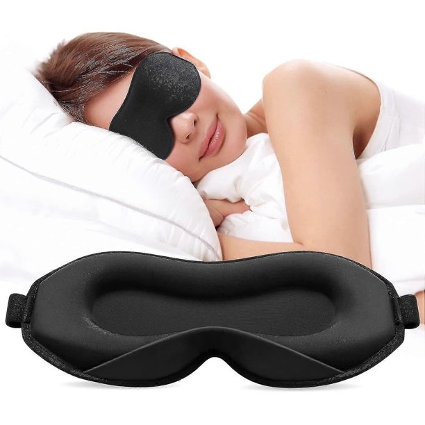 Máscara para dormir mejorada, máscara para dormir perfecta para quienes duermen de lado, máscara para ojos 3D ultra suave y agradable para la piel para mujeres, hombres y niños con correa ajustable