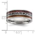 thumbnail image 4 of Chisel Stainless Steel Polished with Wood, Imitation Meteorite and Red Stone Inlay 8mm Band Size - 10, 4 of 5