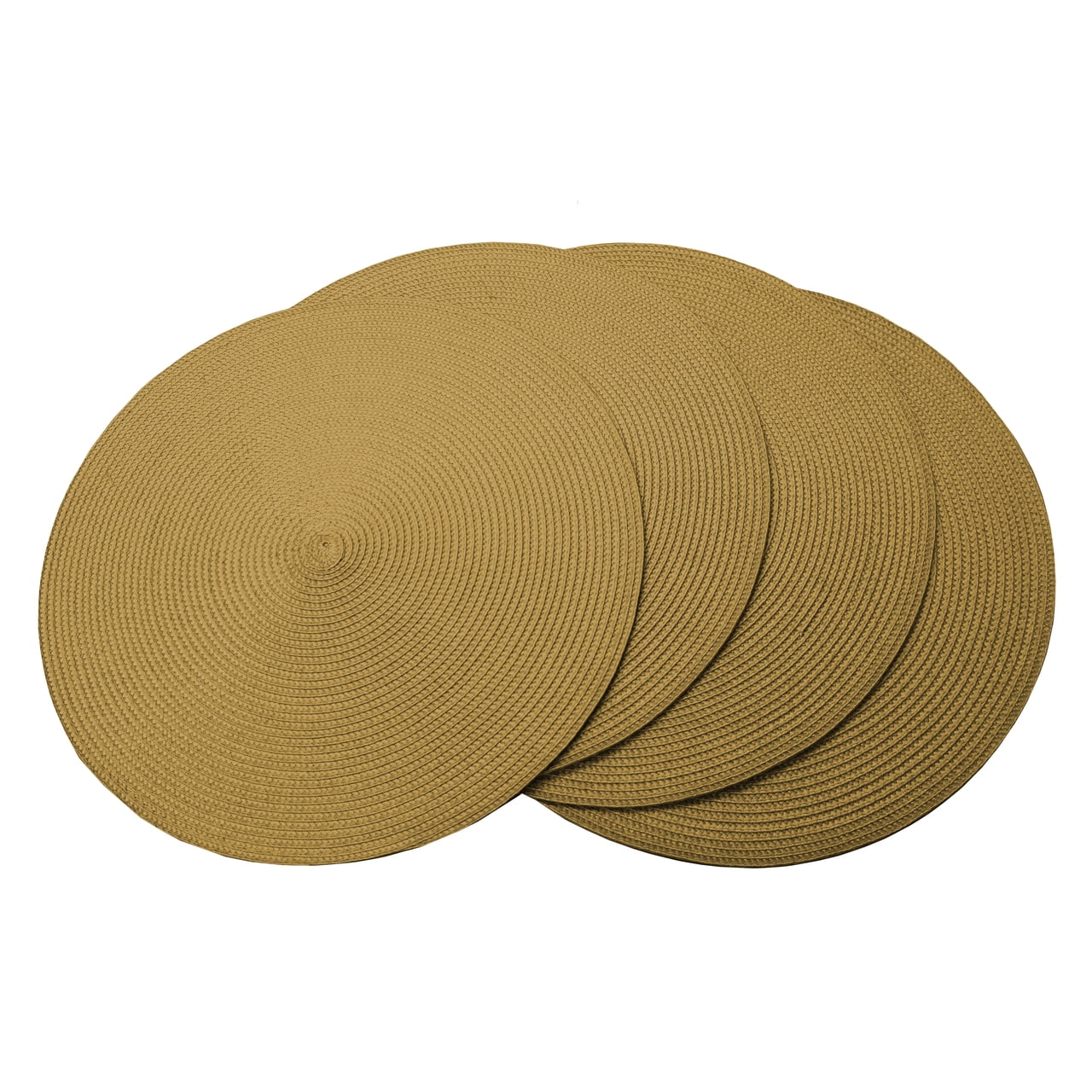 Set of 4 Fine Woven Placemats, Round 15" Diameter, Table Dinner Place