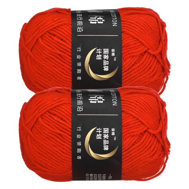 Unique Bargains Fil Acrylique Vermillon, Lot de 2 Écheveaux de 50 g
