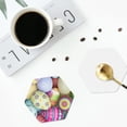 thumbnail image 4 of Naloa Colorful Easter Eggs Leather Coasters for Drinks, Durable Drink Coasters 4 Set for Tabletop Protection, Luxurious Home Décor and Housewarming Gift ( {designName})Hexagon, 4 of 6