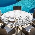 thumbnail image 6 of Spring Gray Eucalyptus Round Tablecloth, Fitted Table Cover with Elastic for 55"-60" Round Tables, Summer Botanical Leaf Country Table Cloth Outdoor Indoor Dinning Party Waterproof Tablecloths, 6 of 7
