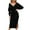 Black, variant on OSOLU Solid Color Women Casual Dress V-Neck Design Hollow Back For Everyday Outings For Fall Fashion Birthday Sundress Dresses For Women 2025 Elegant Classy