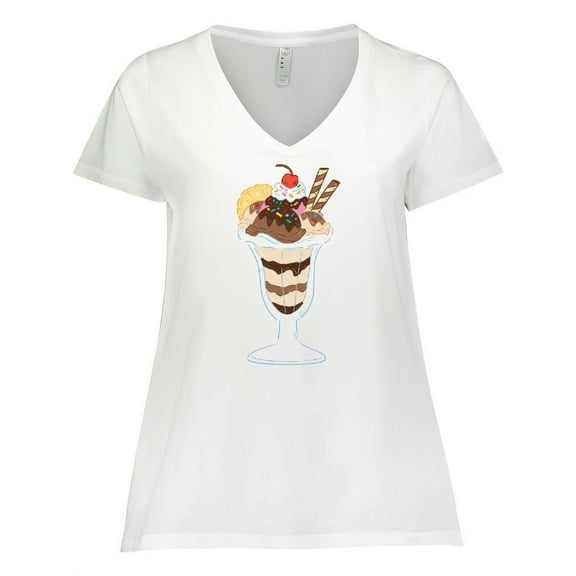 Inktastic Ice Cream Sundae Women's Plus Size V-Neck T-Shirt