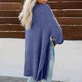 thumbnail image 4 of HAPIMO Sales Sweaters for Women Long Sleeve Open Front Candigan Knitwear Solid Color Casual Loose Mid-Length Jumper Pullover Womens Fall Fashion Sweater Blue S, 4 of 6