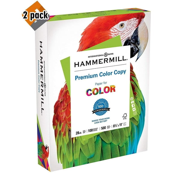 Hammermill Paper, Premium Color Copy Paper 8.5 x 11 Paper, Letter Size, 28lb Paper, 100 Bright, 1 Ream / 500 Sheets (102467R) Acid Free Paper - 2 Pack