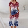 thumbnail image 6 of 4th of July Pajama Sets for Women 2 Piece US Patriotic Star and Stripes Print Nightwears Short Sleeve Shirts and Capri Pants Women 2 Piece Sleepwears, 6 of 6