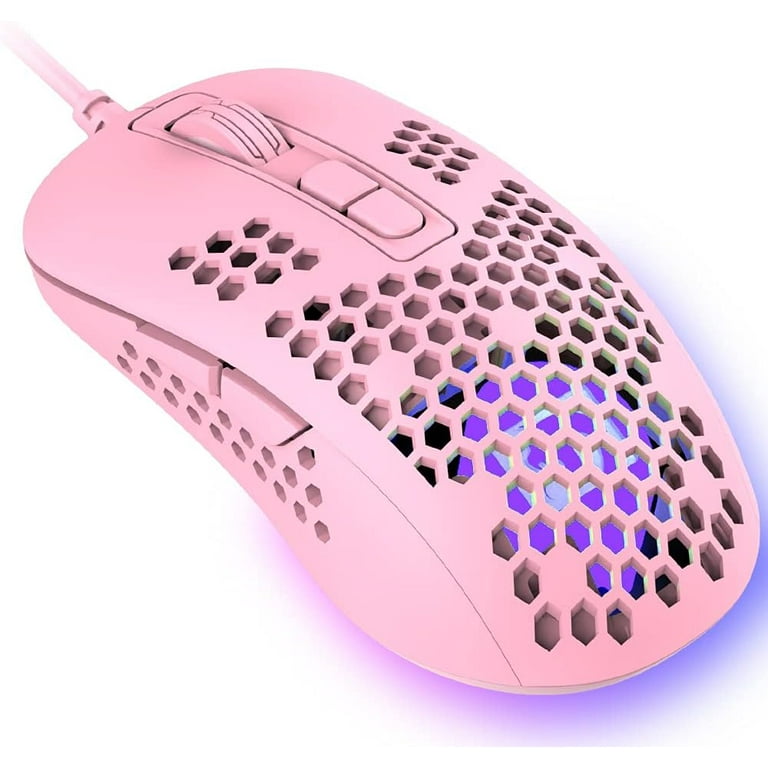 Pink Honeycomb USB Wired RGB Gaming Ergonomic Adjustable DPI PC Computer  Mouse