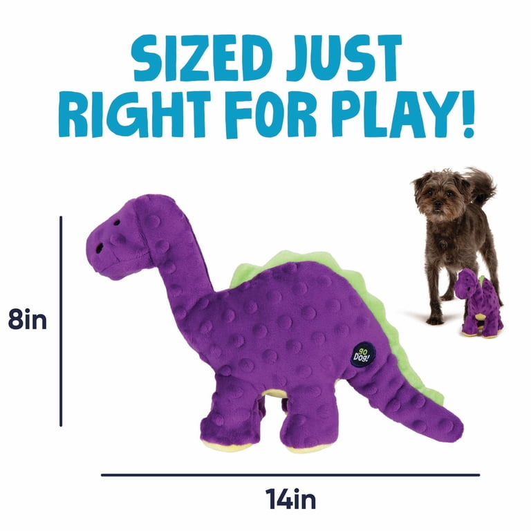 goDog Dinos Bruto Squeaky Plush Toy, Medium Purple photo 3