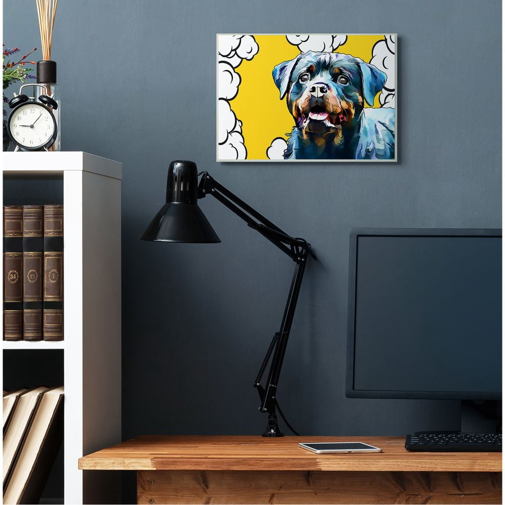 Stupell Industries Peaceful Rottweiler Dog over Pop Art Clouds Designed by Kim Curinga