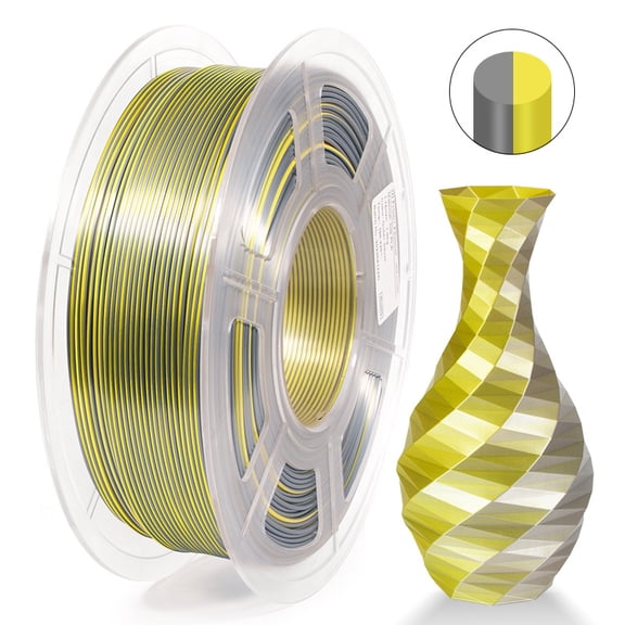 iSANMATE Silk PLA Dual Color Filament 1.75mm 1kg - 2-in-1 Gold Silver Two-Tone Metallic Finish 3D Printer Filament