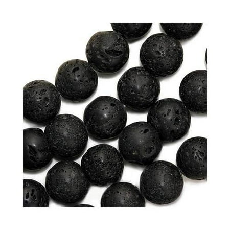 - Natural Lava Gemstone Beads, Round 10mm, 14 Inch Strand, Black