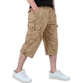 thumbnail image 3 of Men's Cargo Shorts 3/4 Relaxed Fit Casual Work Shorts Cotton Elastic Waist Outdoor Hiking Shorts with Multi Pockets Khaki XXXL, 3 of 6