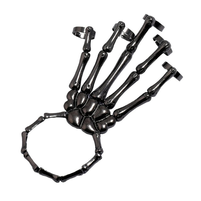 Pulsera de cráneo jinwen ajustable Anillos Halloween Punk negro