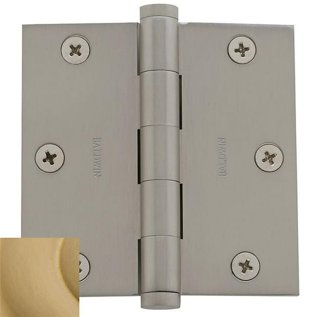 Square Corner Hinge, Lacquered Vintage Brass