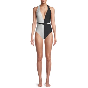 Time And Tru Women S Snake Texture One Piece Swimsuit With Belt Walmart Com