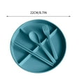 thumbnail image 3 of JeashCHAT Wheat Straw Dinnerware Set, Plastic Divided Plate with Chopsticks, Spoon, Fork - Lightweight Reusable Dinner Plates Dishes for Kitchen Camping, Party Supplies, Green, 3 of 5