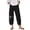 A-Black345, variant on Women Pants Dandelion Print 7/8 Length Balloon Drawstring Irregular Wrap Hem Loose Ankle Pants Vacation Casual Trousers