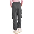 thumbnail image 2 of Yeahdor Kids Girls Casual Cargo Pants Solid Color Joggers Sweatpants with Four Pockets Hip Hop Dance Trousers Dark Gray 14-15, 2 of 7