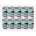 thumbnail image 1 of Geometric Bath Mat, 80s Memphis Zigzag Triangles Dotted and Striped Design, Plush Bathroom Decor Mat with Non Slip Backing, 29.5" X 17.5", Lavender Cadet Blue, by Ambesonne, 1 of 2