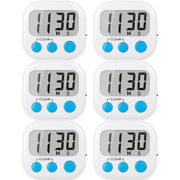 Temporizadores de Cocina Digitales Paquete de 6 AOUCE con Alarma Fuerte Blanco