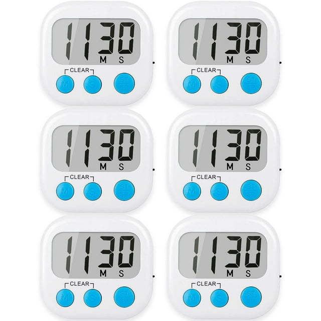 Temporizadores de Cocina Digitales Paquete de 6 AOUCE con Alarma Fuerte Blanco