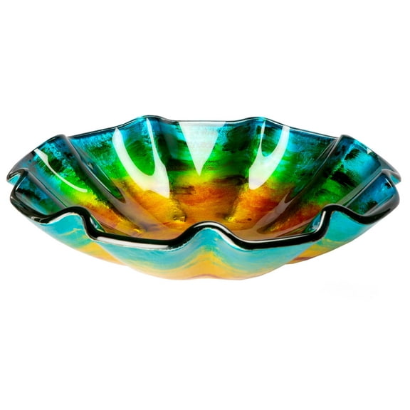 Wave Rim Multi Color Glass Vessel Sink
