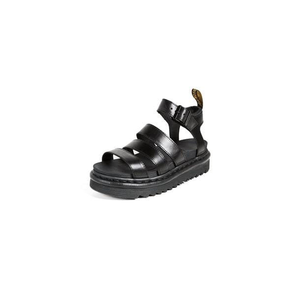 Dr. Martens Blaire Fisherman Sandalia de cuero Brando negro para mujer
