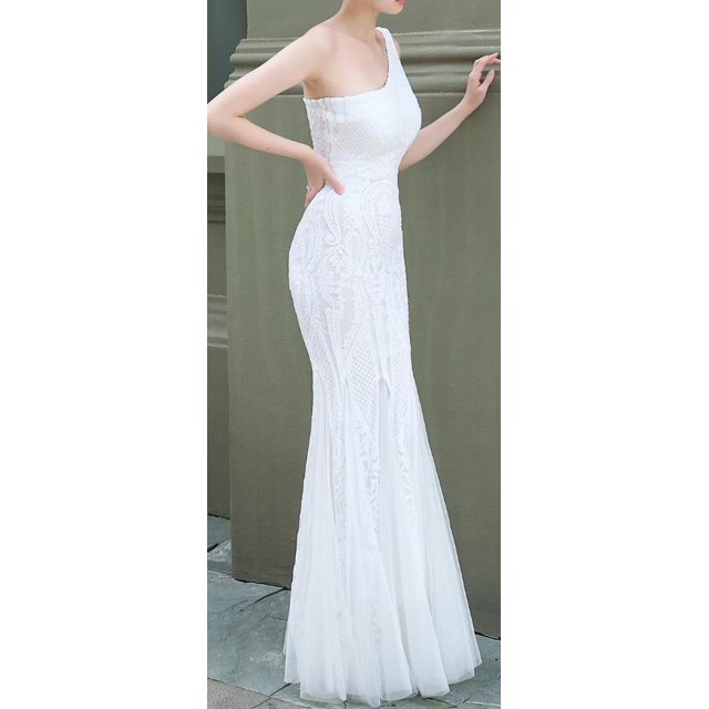 One Shoulder Emerald Evening Dresses Green Sequined Long Mermaid Prom Gown Glitter Elegant Party Dress Pattern Lace Formal Dress16 Gao Jinjia LED
