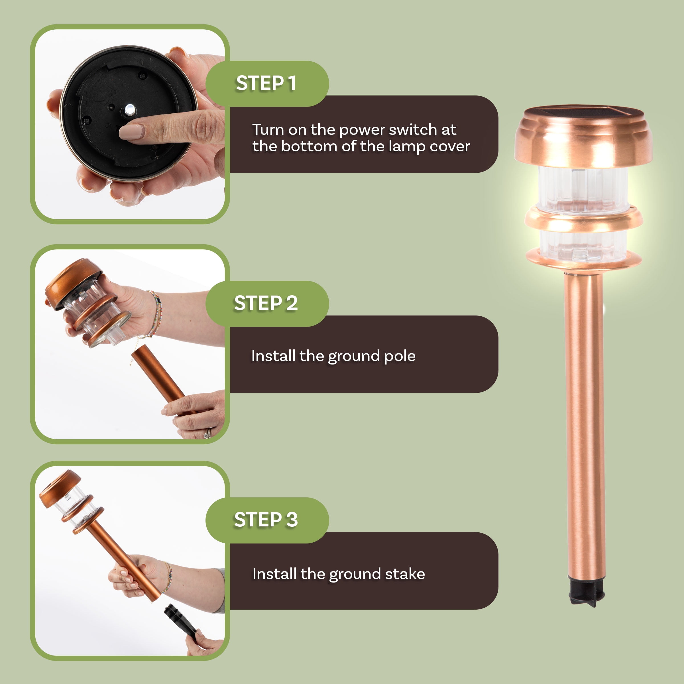 Pure Garden Solar Lights Outdoor Waterproof Garden Lights 4-Pack, Copper