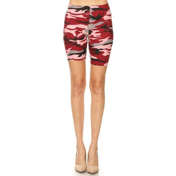 Women's Casual Camo Printed High Waist Slim Stretch Biker Shorts