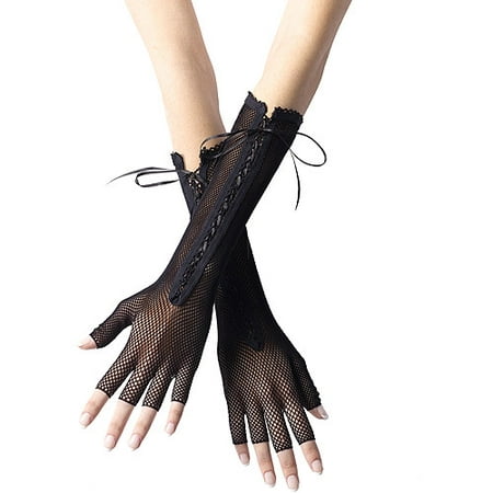 Long Fingerless Fishnet Gloves - Adult Gloves