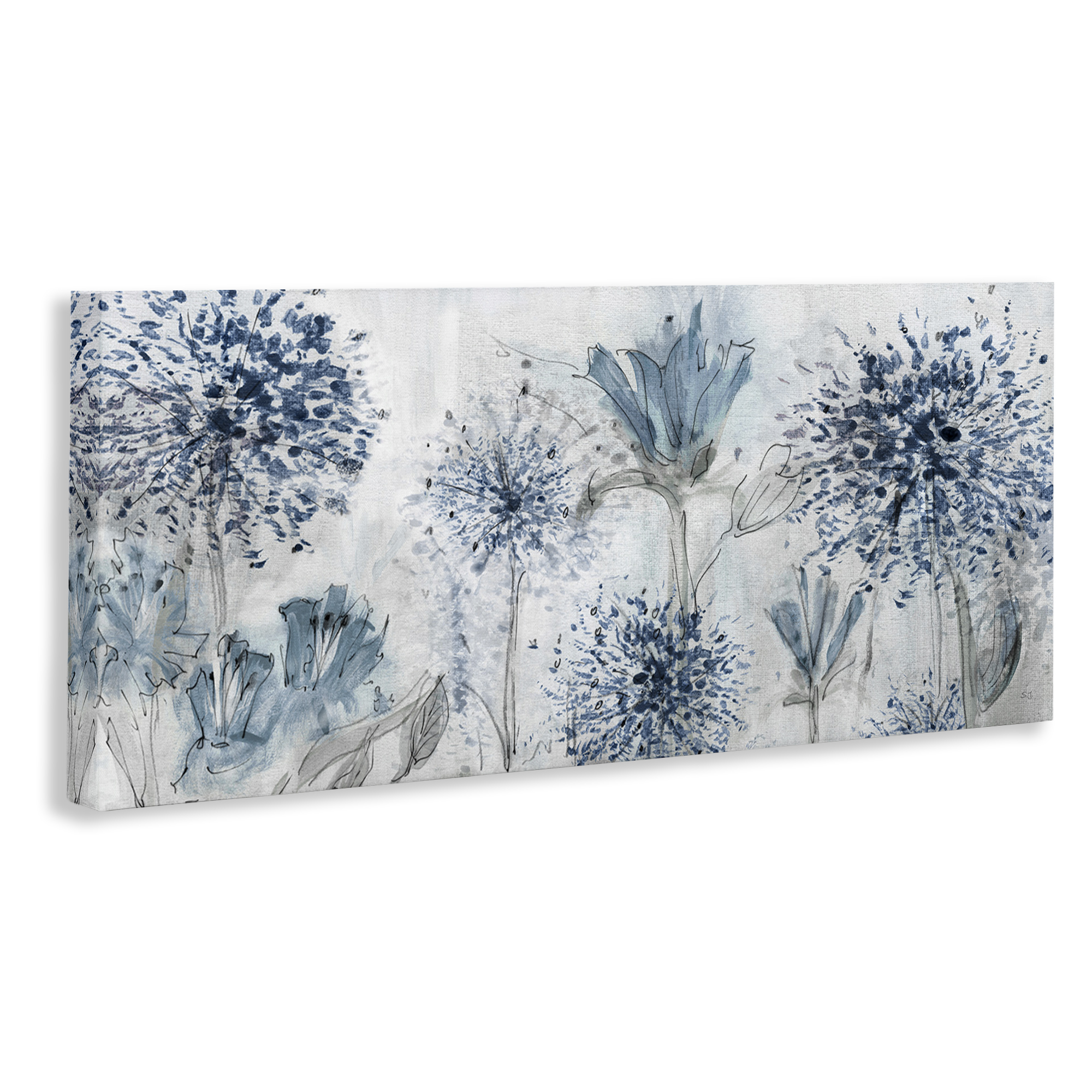 Stupell Industries Speckled Flower Impressions Botanical & Floral Painting Gallery Wrapped Canvas Art Print Wall Art, 40 x 17