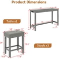 thumbnail image 2 of AENKYO 4-Piece Bar Table Set with Charging Station, 59" Counter Height Table and 3 Upholstered Stools for Small Space, Gray, 2 of 10