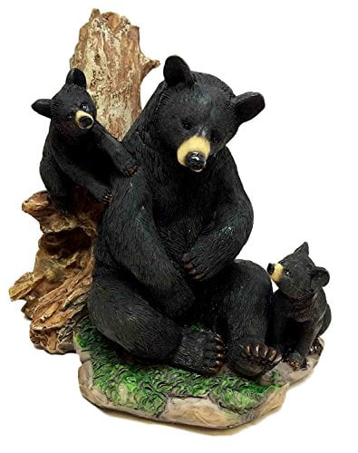 Whimsical Rocking Chair Black Bear and Cub Figurine Indoor Home Decor 