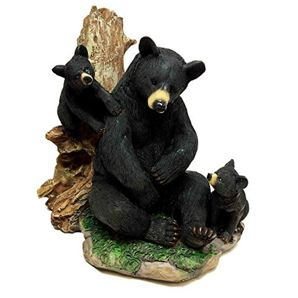 BLACK MOTHER BEAR CARING FOR CUBS NATURAL HABITAT SCULPTURE STATUE ...