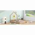 thumbnail image 6 of Wood Full Size House Platform Bed with Guardrail, Natural, 6 of 18