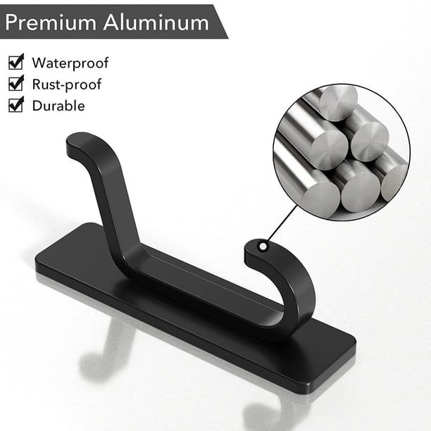 Fiudx Ganchos de Acero Inoxidable, Gancho de Pared Duradero de Acero 304, Juego de Perchas con Diseño de Doble Gancho, Soporte Adhesión Sin Taladro, Ideal para Baño, Cocina y Autocaravana, Ideal para