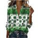 thumbnail image 1 of Tops de Manga Larga de las Mujeres Casual St Patrick'S Day Unisex Imprimir Botón Arriba Blusa de Cuello Giratorio Tops de Manga Larga de las Mujeres de Moda, 1 of 8