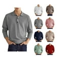 thumbnail image 4 of Top informal para hombre, cuello vuelto, botón frontal, manga larga, transpirable, Top de ajuste informal para hombre para otoño, 4 of 6