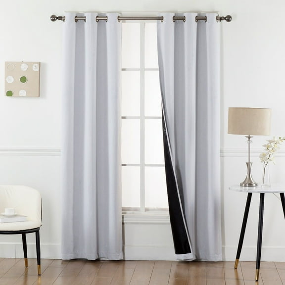 2-Piece 100% Blackout Thermal Curtains - Black Back & Grommets - 4 SIZES