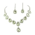 thumbnail image 2 of rygai 1 Set Women Necklace Earrings Water Drop-shaped Rhinestone Jewelry Sparkling Bright Luster Jewelry Set for Prom,Green, 2 of 8