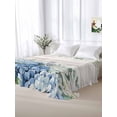 thumbnail image 5 of Eucalyptus Flowers King Size Flat Sheet, Wrinkleproof & Fadeproof Cooling Flat Bed Sheet Only, Blue Floral Green Vintage Wood Grain Breathable Soft Bedding Top Sheets 105 x 98 Inches, 5 of 8