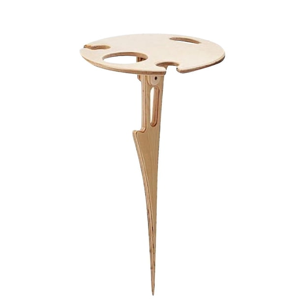 Soporte para vino, mesa de madera para exteriores, mesa de cerveza y vino, mesa redonda portátil para vino, mesa de picnic de madera