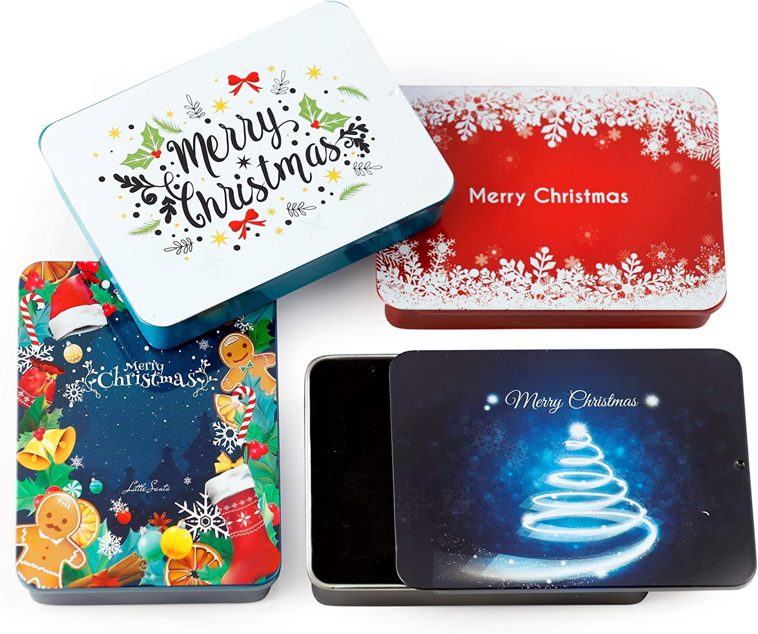 Gift Card Holder Tin Boxes -Christmas Design Gift Card Holder Tin Boxes  With Sliding Lids Set Of 4 - Walmart.com