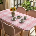 thumbnail image 3 of Pink Plaid Table Cloths for 3 Foot Rectangle Tables, Modern Art Checkered Farmhouse Patio Waterproof Elastic Fitted Tablecloths, Washable Rectangular Table Cover for Camping, 3 of 8